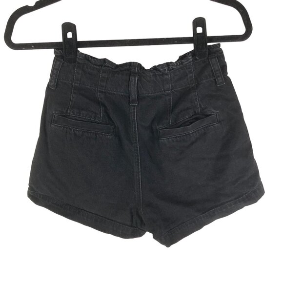 American Eagle Mom Short Black Denim High-Waist Paperbag Shorts Size 00 - Picture 2 of 6